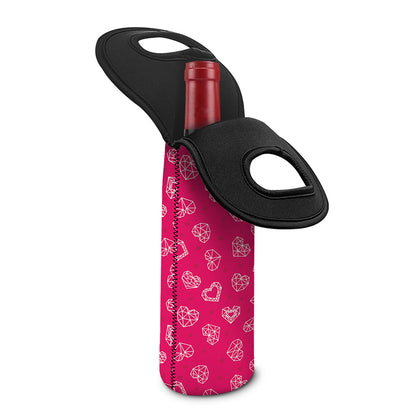 Valentine's Day Geometric Heart Print Single Neoprene Wine Tote