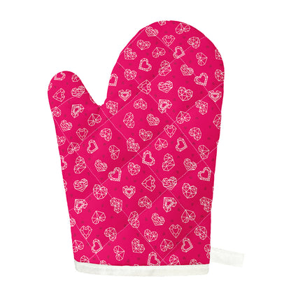 Valentine's Day Geometric Heart Print Single Oven Mitt