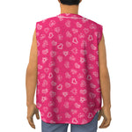 Valentine's Day Geometric Heart Print Sleeveless Baseball Jersey