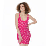 Valentine's Day Geometric Heart Print Sleeveless Bodycon Dress