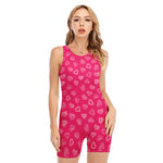Valentine's Day Geometric Heart Print Sleeveless One Piece Swimsuit