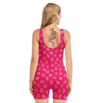 Valentine's Day Geometric Heart Print Sleeveless One Piece Swimsuit