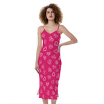 Valentine's Day Geometric Heart Print Slim Fit Midi Cami Dress