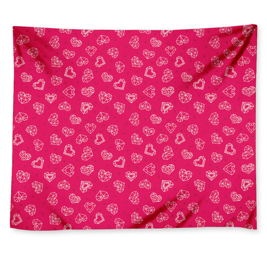 Valentine's Day Geometric Heart Print Tapestry