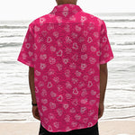 Valentine's Day Geometric Heart Print Textured Short Sleeve Shirt