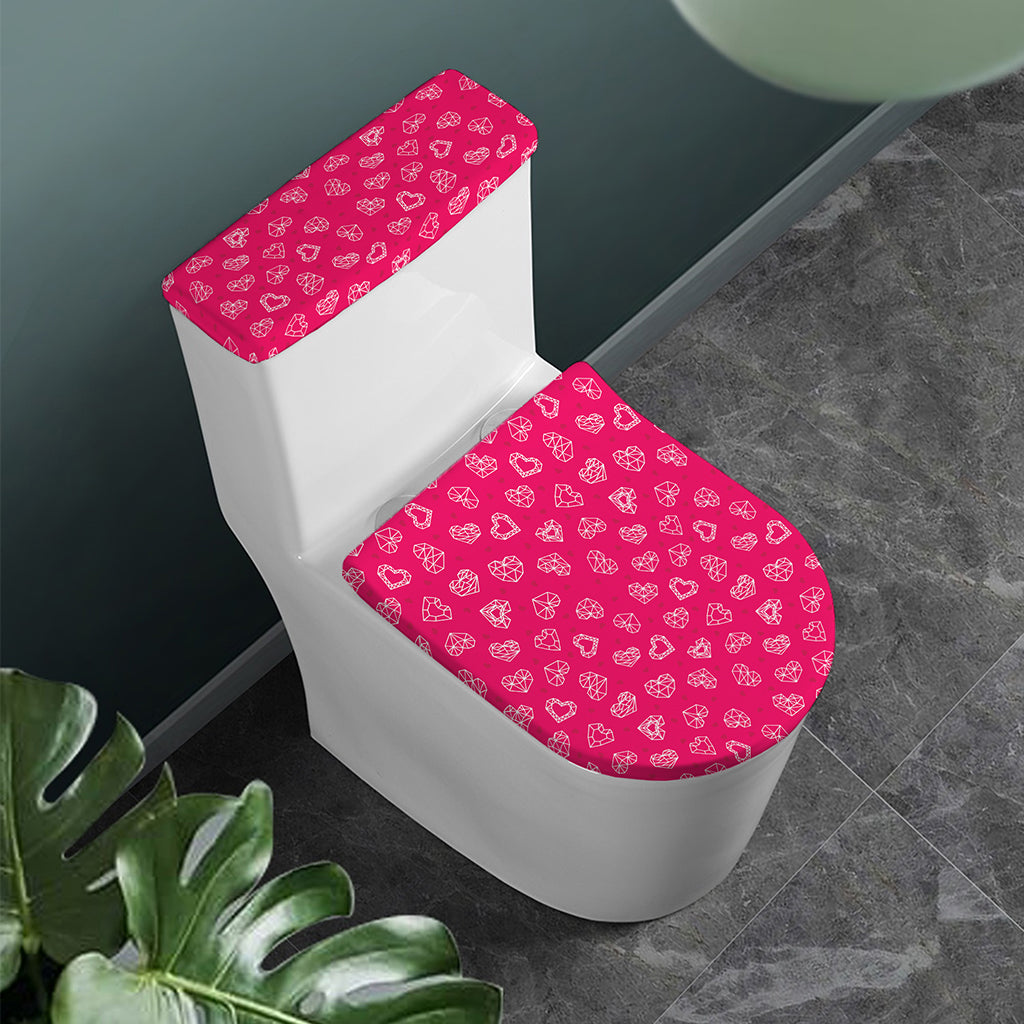 Valentine's Day Geometric Heart Print Toilet Lid And Tank Cover Set