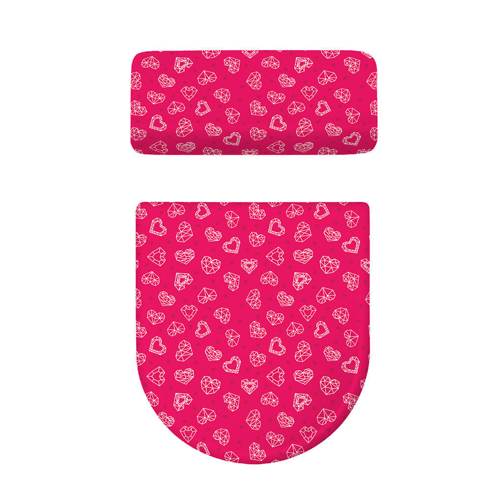 Valentine's Day Geometric Heart Print Toilet Lid And Tank Cover Set