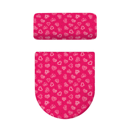 Valentine's Day Geometric Heart Print Toilet Lid And Tank Cover Set