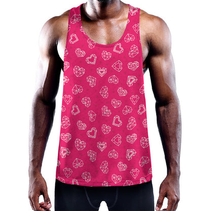 Valentine's Day Geometric Heart Print Training Tank Top