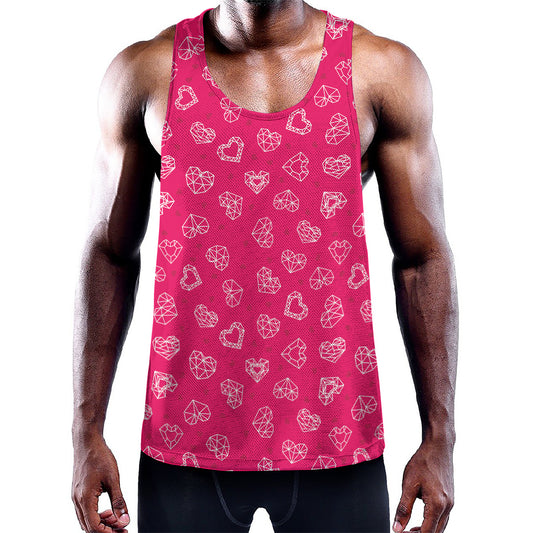 Valentine's Day Geometric Heart Print Training Tank Top