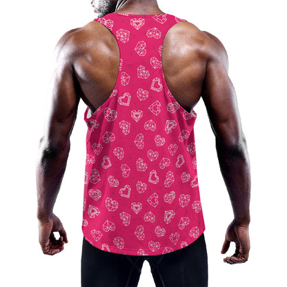 Valentine's Day Geometric Heart Print Training Tank Top