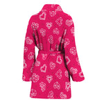 Valentine's Day Geometric Heart Print Women's Bathrobe