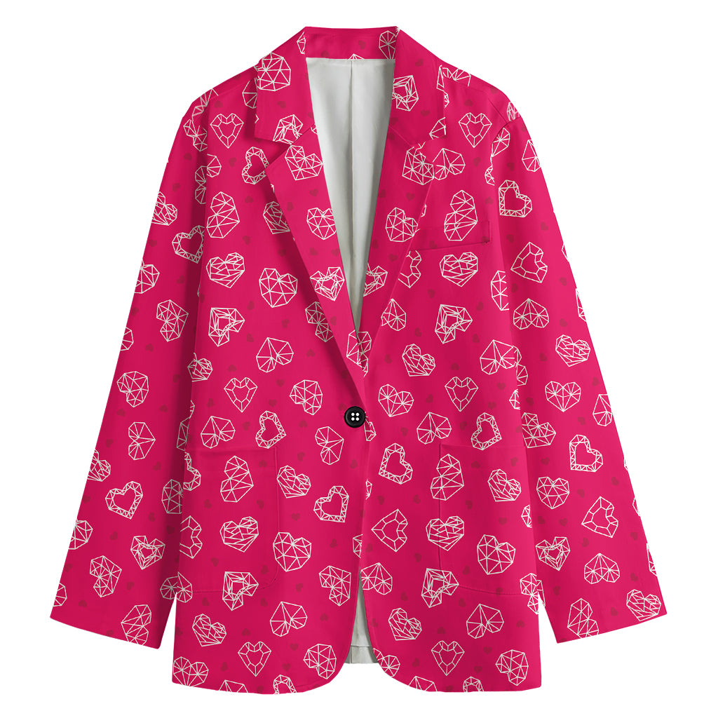 Valentine's Day Geometric Heart Print Women's Blazer