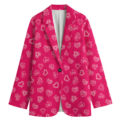 Valentine's Day Geometric Heart Print Women's Blazer