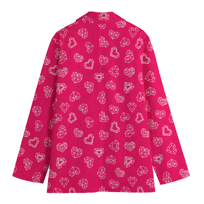 Valentine's Day Geometric Heart Print Women's Blazer