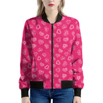 Valentine's Day Geometric Heart Print Women's Bomber Jacket