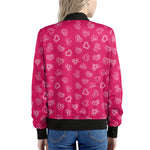 Valentine's Day Geometric Heart Print Women's Bomber Jacket