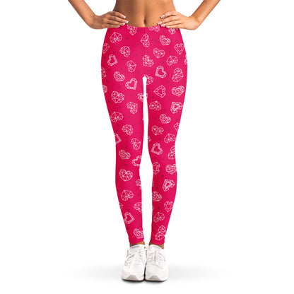 Valentine's Day Geometric Heart Print Women's Leggings
