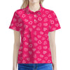 Valentine's Day Geometric Heart Print Women's Polo Shirt