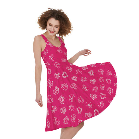 Valentine's Day Geometric Heart Print Women's Sleeveless Dress