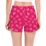 Valentine's Day Geometric Heart Print Women's Split Running Shorts