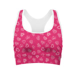 Valentine's Day Geometric Heart Print Women's Sports Bra