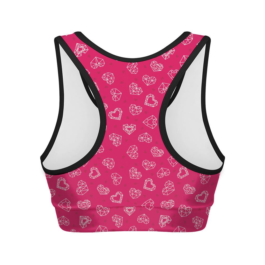 Valentine's Day Geometric Heart Print Women's Sports Bra