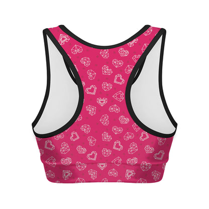 Valentine's Day Geometric Heart Print Women's Sports Bra