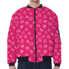 Valentine's Day Geometric Heart Print Zip Sleeve Bomber Jacket