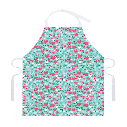 Valentine's Day Heart And Flower Print Adjustable Apron
