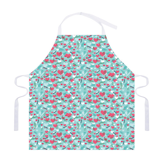 Valentine's Day Heart And Flower Print Adjustable Apron