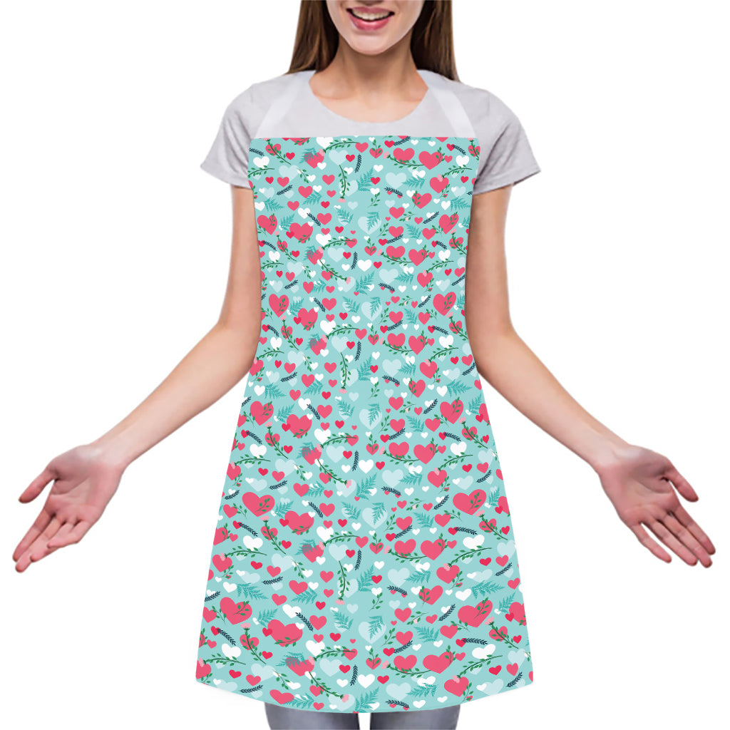Valentine's Day Heart And Flower Print Adjustable Apron