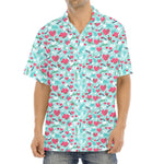 Valentine's Day Heart And Flower Print Aloha Shirt