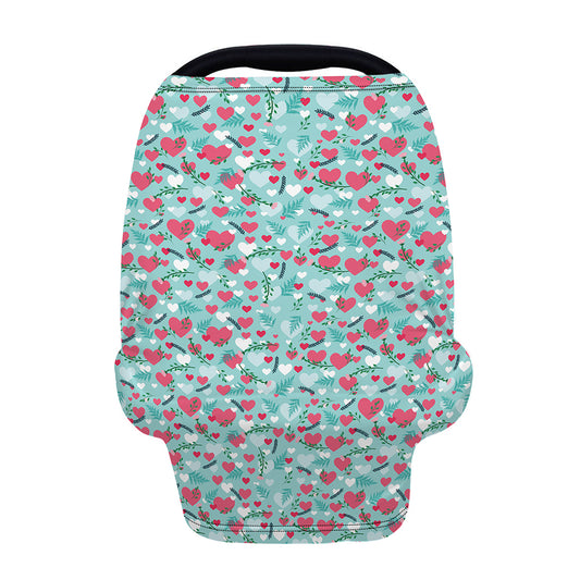 Valentine's Day Heart And Flower Print Baby Seat Cover