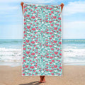 Valentine's Day Heart And Flower Print Beach Towel