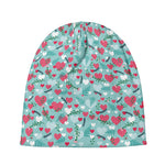 Valentine's Day Heart And Flower Print Beanie
