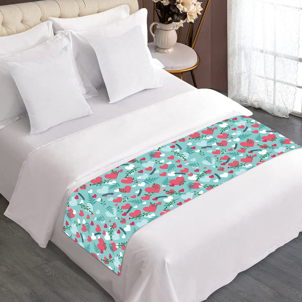 Valentine's Day Heart And Flower Print Bed Runner
