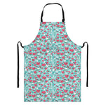Valentine's Day Heart And Flower Print Bib Apron With Pocket