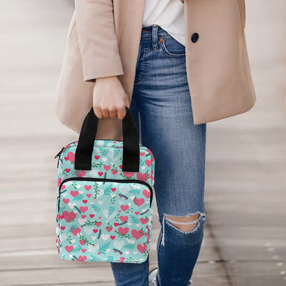 Valentine's Day Heart And Flower Print Bible Tote Bag
