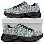Valentine's Day Heart And Flower Print Black Chunky Shoes