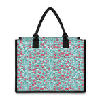 Valentine's Day Heart And Flower Print Canvas Tote Bag