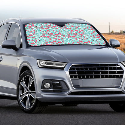 Valentine's Day Heart And Flower Print Car Windshield Sun Shade