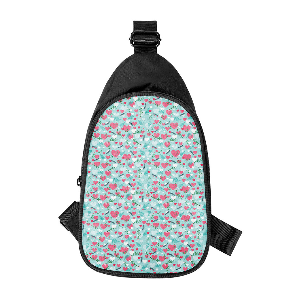 Valentine's Day Heart And Flower Print Chest Bag
