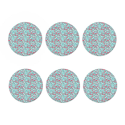 Valentine's Day Heart And Flower Print Coaster Set