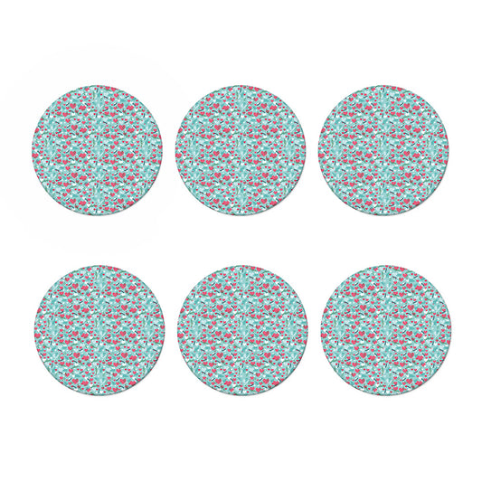 Valentine's Day Heart And Flower Print Coaster Set