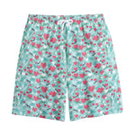 Valentine's Day Heart And Flower Print Cotton Shorts