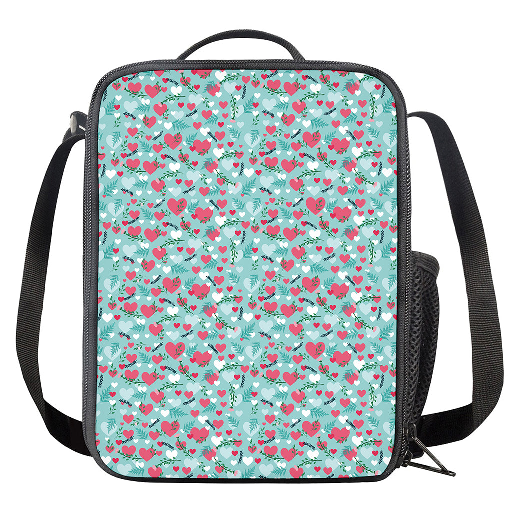 Valentine's Day Heart And Flower Print Crossbody Lunch Bag