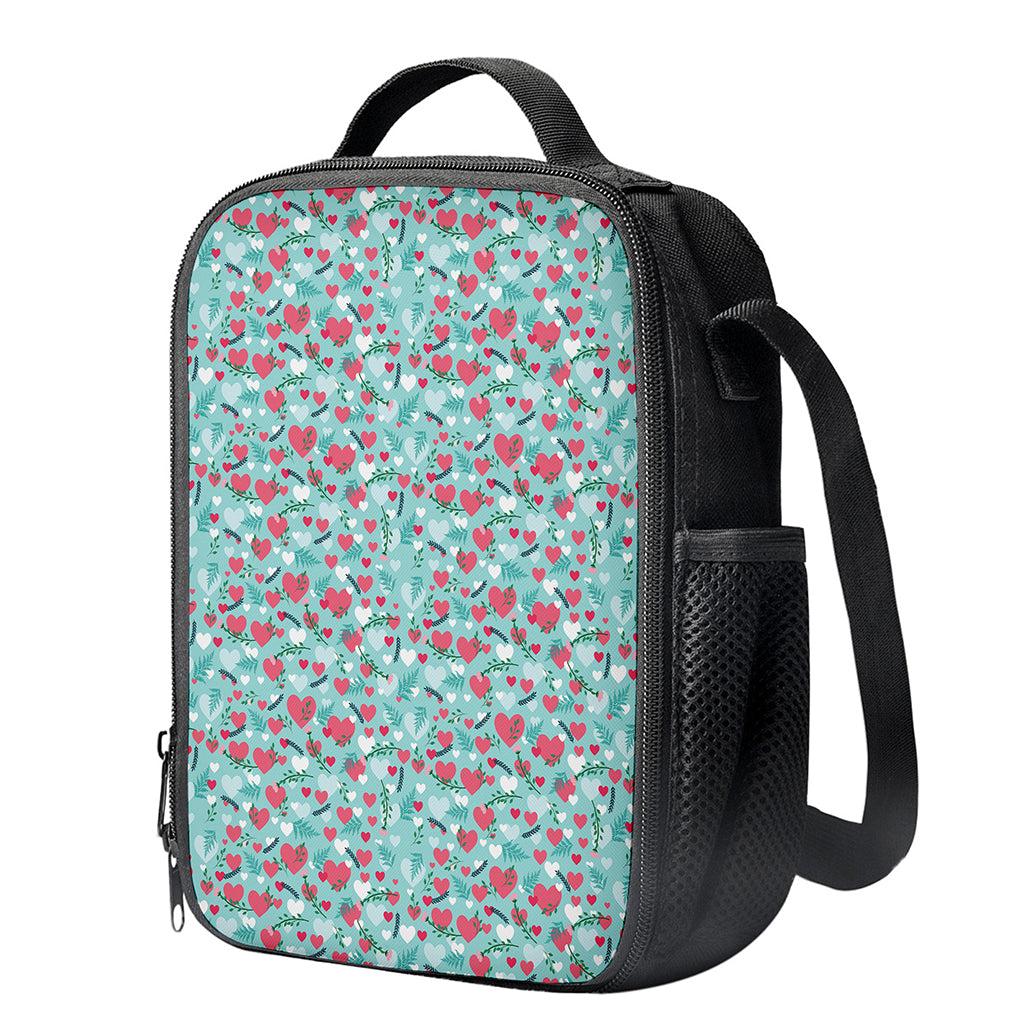 Valentine's Day Heart And Flower Print Crossbody Lunch Bag