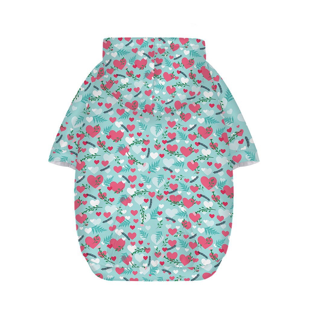 Valentine's Day Heart And Flower Print Dog Zip Up Hoodie