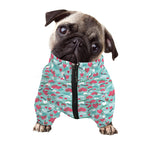 Valentine's Day Heart And Flower Print Dog Zip Up Jacket